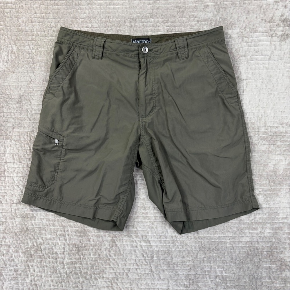 Marmot Mens Hiking Shorts Olive Green Size 36 Cargo‎ Pocket Lightweight Outdoor